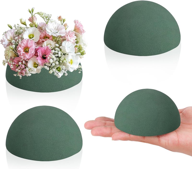 STEFORD 4 PCS Half Ball Floral Foam, Round Floral Dry Foam Blocks Green Flower Styrofoam for Fresh and Artificial Flower Arrangements (3.5 X 1.8 Inches) - Image 1